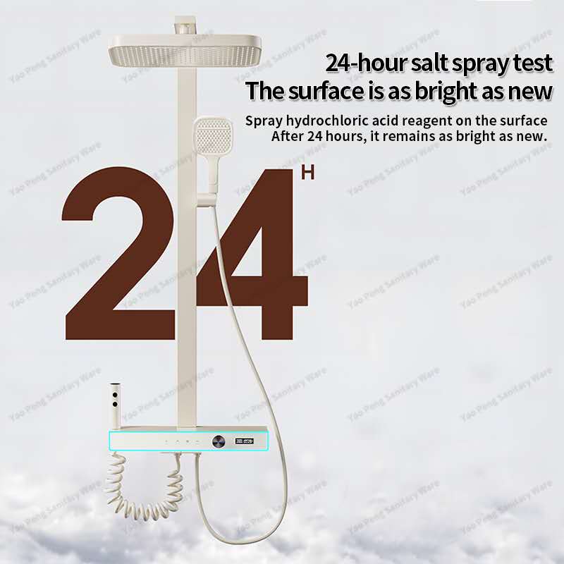 Milky White Smart Digital Display Shower Set