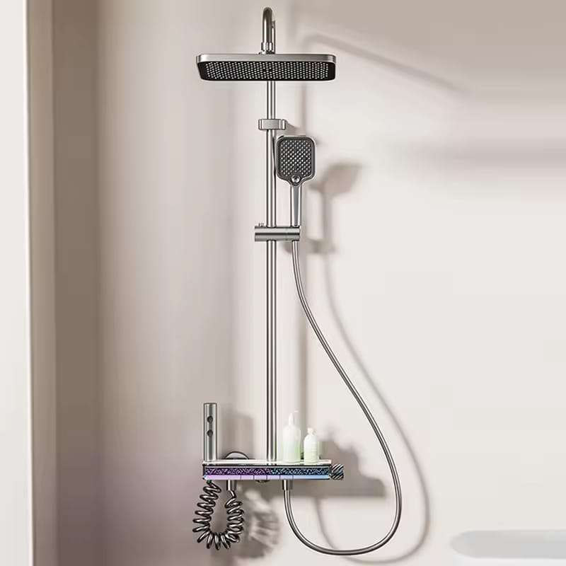 Digital Display LED Wall Mounted Hot & Cold Faucet Mixer Rain Shower Bathroom Smart Shower Set